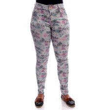 Calça Skinny Estampada Com Stretch Calça Skinny Estampada Com Stretch