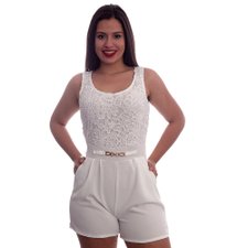 Macaquinho Com Guipir Na Parte Superior Macaquinho Com Guipir Na Parte Superior