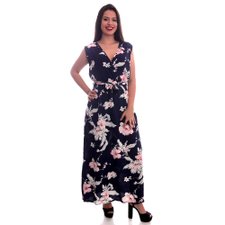 Vestido Longo Estampado Com Cordão De Amarração Vestido Longo Estampado Com Cordão De Amarração