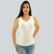 Regata Com Guipir Na Gola E Perolas Regata Com Guipir Na Gola E Perolas