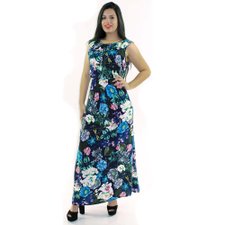 Vestido Longo Com Estampa Floral Com Babado Na Gola Vestido Longo Com Estampa Floral Com Babado Na Gola