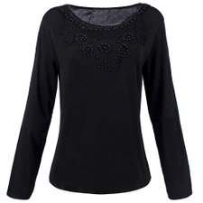 Blusa Feminina Decote Rendado E Bordado Em Pérolas Blusa Feminina Decote Rendado E Bordado Em Pérolas