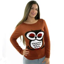 Suéter Marrom De Tricot Com Estampa Animal Suéter Marrom De Tricot Com Estampa Animal