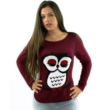Suéter Roxo De Tricot Com Estampa Animal Suéter Roxo De Tricot Com Estampa Animal