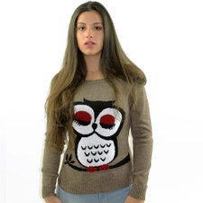 Suéter Tricot Com Estampa Animal Caqui Suéter Tricot Com Estampa Animal Caqui