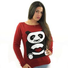 Suéter Vermelho Feminino Manga Longa Estampado Suéter Vermelho Feminino Manga Longa Estampado