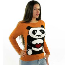 Suéter Feminino Manga Longa Estampa Frontal Suéter Feminino Manga Longa Estampa Frontal