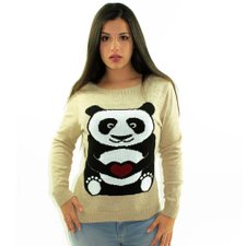 Suéter Bege Manga Longa Estampado Suéter Bege Manga Longa Estampado
