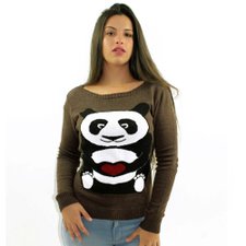 Suéter Feminino Manga Longa Cor Chocolate Suéter Feminino Manga Longa Cor Chocolate