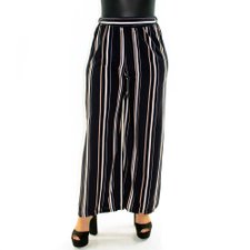 Calça Feminina Pantalona Listrada Com Cordão De Amarração Calça Feminina Pantalona Listrada Com Cordão De Amarração