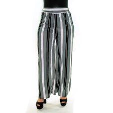 Calça Feminina Pantalona Listrada Com Cordão De Amarração Calça Feminina Pantalona Listrada Com Cordão De Amarração