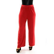 Calça Feminina Vermelha Pantalona Lisa Com Cordão De Amarração Calça Feminina Vermelha Pantalona Lisa Com Cordão De Amarração