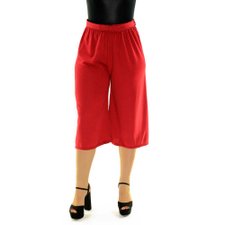 Calça Vermelha Pantacourt Lisa Com Cordão De Amarração Calça Vermelha Pantacourt Lisa Com Cordão De Amarração