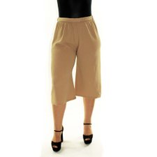 Calça Bege Pantacourt Lisa Com Cordão De Amarração Calça Bege Pantacourt Lisa Com Cordão De Amarração