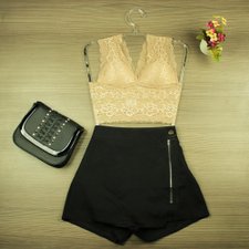 Top Cropped Nude Rendado Frente Nica Compre Agora Feira Da