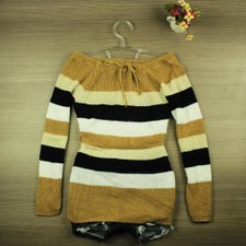 Blusa Dourada Tricot Lã Listrada Ombro A Ombro Blusa Dourada Tricot Lã Listrada Ombro A Ombro