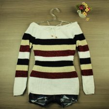 Blusa Branca Tricot Lã Listrada Ombro A Ombro Blusa Branca Tricot Lã Listrada Ombro A Ombro