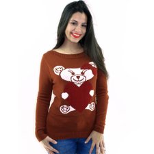 Blusa Feminina Marrom Manga Longa De Tricot Blusa Feminina Marrom Manga Longa De Tricot