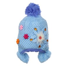 Gorro Infantil De Crochê Bordado Floral Com Pompom Gorro Infantil De Crochê Bordado Floral Com Pompom