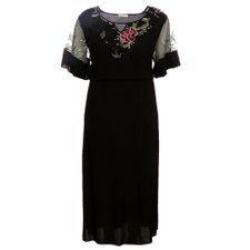 Vestido Longo Plus Size Com Tule Rendado Vestido Longo Plus Size Com Tule Rendado