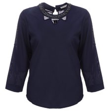 Blusa Feminina Decote Bordado E Vazado Plus Size Blusa Feminina Decote Bordado E Vazado Plus Size