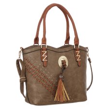 Bolsa De Ombro Feminina Com Tachas E Tassel Bolsa De Ombro Feminina Com Tachas E Tassel