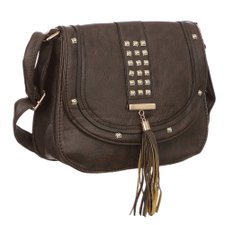 Bolsa Feminina Transversal Alto Relevo Com Tachas E Tassel Bolsa Feminina Transversal Alto Relevo Com Tachas E Tassel