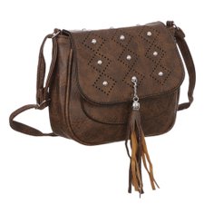 Bolsa Transversal Feminina Detalhes Vazados Com Tachas E Tassel Bolsa Transversal Feminina Detalhes Vazados Com Tachas E Tassel