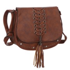 Bolsa Transversal Feminina Com Tachas E Trançado Bolsa Transversal Feminina Com Tachas E Trançado