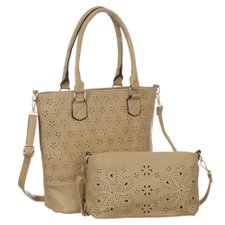 Kit 2 Bolsas Feminina Ombro + Transversal Com Detalhes Vazados Kit 2 Bolsas Feminina Ombro + Transversal Com Detalhes Vazados