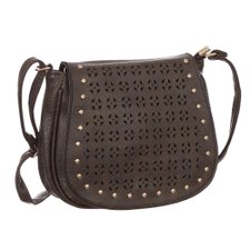 Bolsa Transversal Feminina Com Tampa Detalhes Vazados E Tachas Bolsa Transversal Feminina Com Tampa Detalhes Vazados E Tachas