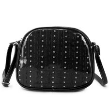 Bolsa De Verniz Transversal Feminina Com Vazados E Tachas Bolsa De Verniz Transversal Feminina Com Vazados E Tachas