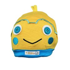 Touca Infantil Amarela E Azul Com Carinha Touca Infantil Amarela E Azul Com Carinha