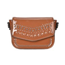 Bolsa Transversal Feminina De Verniz Com Tachas E Trançados Bolsa Transversal Feminina De Verniz Com Tachas E Trançados
