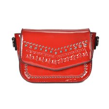 Bolsa Transversal Feminina De Verniz Com Tachas E Trançados Bolsa Transversal Feminina De Verniz Com Tachas E Trançados