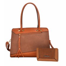 Kit Bolsa De Ombro Com Tachas + Carteira De Mão Kit Bolsa De Ombro Com Tachas + Carteira De Mão