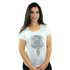 Camiseta Baby Look Feminina Estampada Com Strass Camiseta Baby Look Feminina Estampada Com Strass