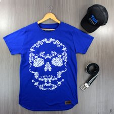 Camiseta Azul T-Shirt Masculina Manga Curta E Estampa Frontal Camiseta Azul T-Shirt Masculina Manga Curta E Estampa Frontal