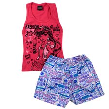Conjunto Infantil Rosa Regata Estampada Com Glitter + Short Conjunto Infantil Rosa Regata Estampada Com Glitter + Short