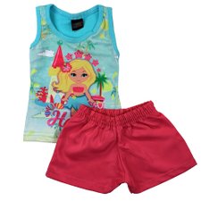 Conjunto Infantil Verde Regata Estampa Praia + Short Conjunto Infantil Verde Regata Estampa Praia + Short