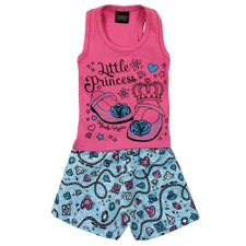 Conjunto Infantil Rosa Regata Com Glitter + Short Floral Conjunto Infantil Rosa Regata Com Glitter + Short Floral