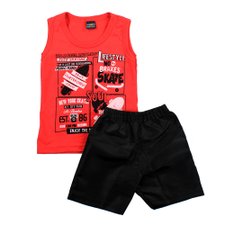 Conjunto Infantil Vermelho Masculino Regata + Short Estampado Conjunto Infantil Vermelho Masculino Regata + Short Estampado