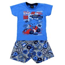 Conjunto Infantil Azul Claro Camiseta + Short Estampado Masculino Conjunto Infantil Azul Claro Camiseta + Short Estampado Masculino
