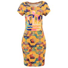 Vestido Estampa Colorida De Coroa Feminino Vestido Estampa Colorida De Coroa Feminino