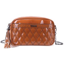 Bolsa Transversal De Verniz Em Matelassê Com Tachas E Tassel Bolsa Transversal De Verniz Em Matelassê Com Tachas E Tassel
