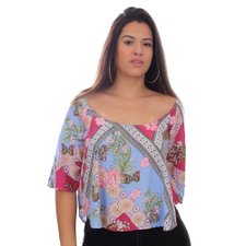 Bata Floral Feminina Flare Decote Nas Costas Bata Floral Feminina Flare Decote Nas Costas