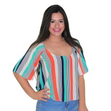 Bata Floral Com Decote Trançado Nas Costas Bata Floral Com Decote Trançado Nas Costas