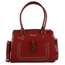 Bolsa Feminina De Verniz Baú Com Tachas E Vazados Bolsa Feminina De Verniz Baú Com Tachas E Vazados
