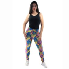 Calça Legging Amarela Feminina Estampa Étnica Calça Legging Amarela Feminina Estampa Étnica