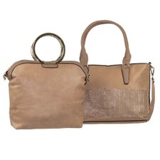 Kit 2 Bolsas Ombro + Bolsa De Mão Feminina Detalhes Metálicos Kit 2 Bolsas Ombro + Bolsa De Mão Feminina Detalhes Metálicos